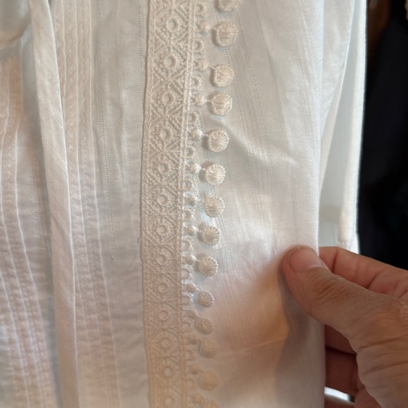 LOFT Tie neck‎ tasseled bib blouse- worn once- excellent condition - Picture 5 of 10